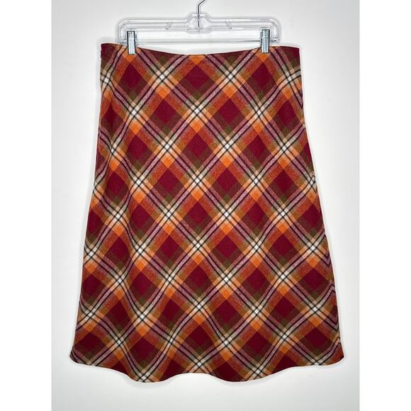Vintage Bass Wool Plaid A-Line Skirt Lined Side Zip fall winter plaid size 14 - Picture 6 of 9